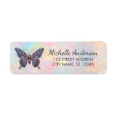 Étiquette Papier à lettre papillon pailleté de luxe avec adr (Devant)