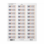 Étiquette Papier à lettre papillon pailleté de luxe avec adr (Feuille entière)