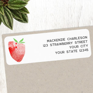 Étiquette Papier à lettres aquarelle fraise
