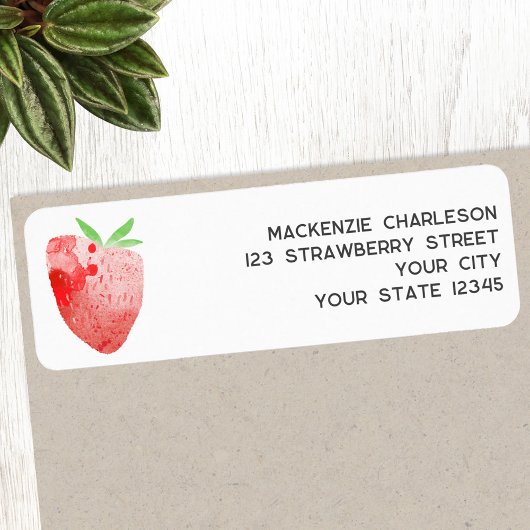 Étiquette Papier à lettres aquarelle fraise