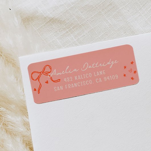 Étiquette Papier à lettres de retour rose et rouge à l'illus