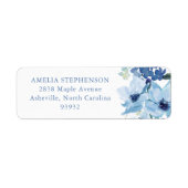 Étiquette Papier à lettres floral aquarelle bleu clair chic  (Devant)