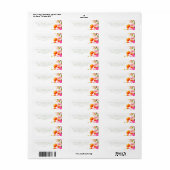 Étiquette Papier à lettres floral aquarelle rose vert orange (Feuille entière)