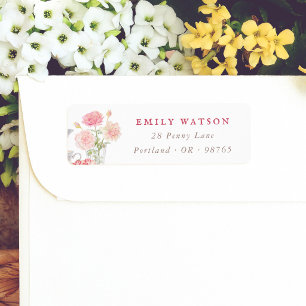 Étiquette Papier à lettres floral aquarelle rose vintage