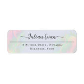 Étiquette Papier à lettres holographique bleu pastel aquarel (Devant)