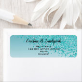 Étiquette Papier à lettres moderne avec paillettes bleu sarc (En situation)