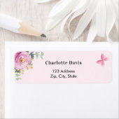Étiquette Papier à lettres retour floral eucalyptus rose  (En situation)