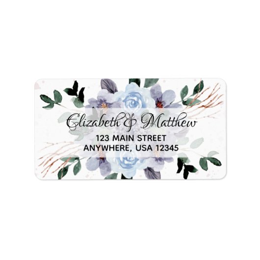 Étiquette Papier aquarelle floral violet Adresse de retour (Devant)