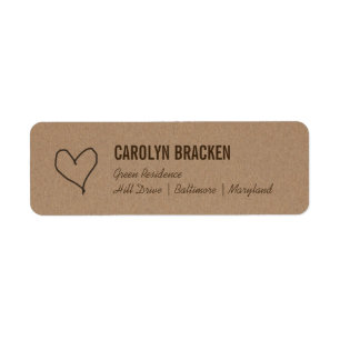 Étiquette Papier Brown Rustique Cute Heart Kraft