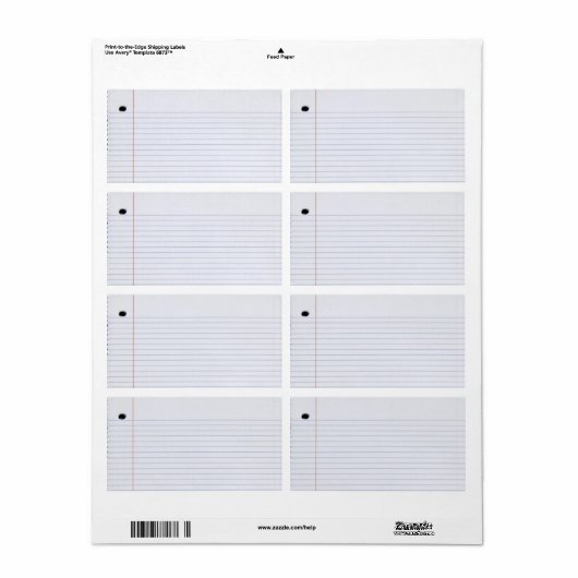 Étiquette papier carnet (Feuille entière)