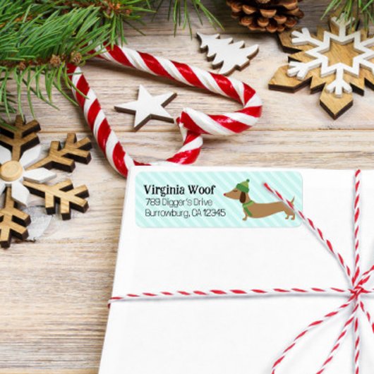 Étiquette Papier d'enveloppement de Noël Dachshund Flammes d