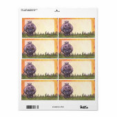 Étiquette Papier Hippopotamus (Feuille entière)