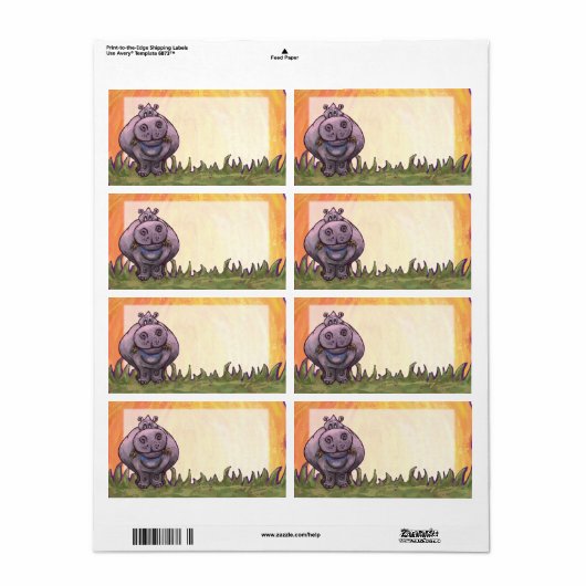 Étiquette Papier Hippopotamus (Feuille entière)