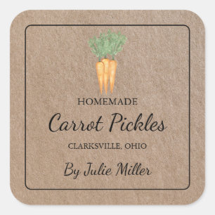 Étiquette papier Kraft Carré de carottes fait mais