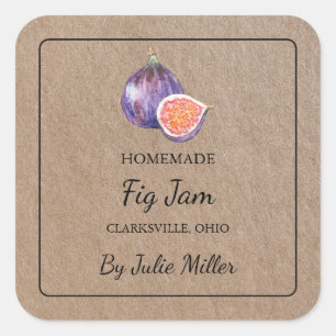 Étiquette papier Kraft Carré de confiture de fig f