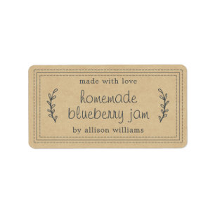 Étiquette Papier Kraft de confiture de bleuet rustique fait