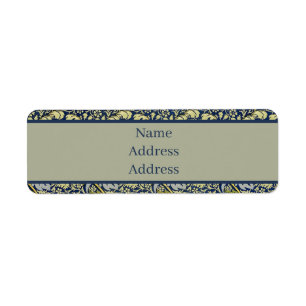 Étiquette Papier Peint Floral William Morris Kennet Bleu Or