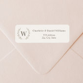 Étiquette Papier taupe monogramme initiale couronne adresse