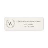 Étiquette Papier taupe monogramme initiale couronne adresse (Devant)