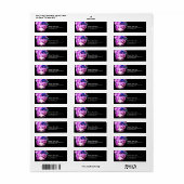 Étiquette Papillon à cheveux violet Lady Adresse de retour É (Feuille entière)