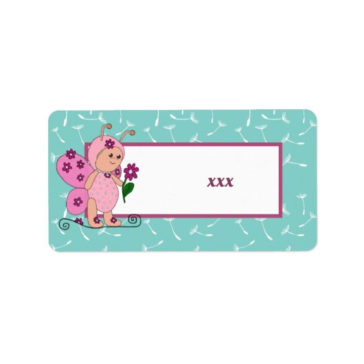 Étiquette Papillon avec fleur (Devant)