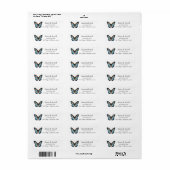 Étiquette Papillon bleu avec accents orange Adresse (Feuille entière)