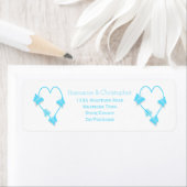 Étiquette Papillon bleu couleur Mariage de conception cardia (En situation)