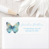 Étiquette Papillon bleu romantique (En situation)