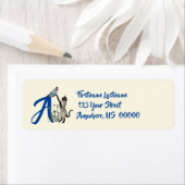 Étiquette Papillon de chat siamois monogramme initiale A Adr (En situation)