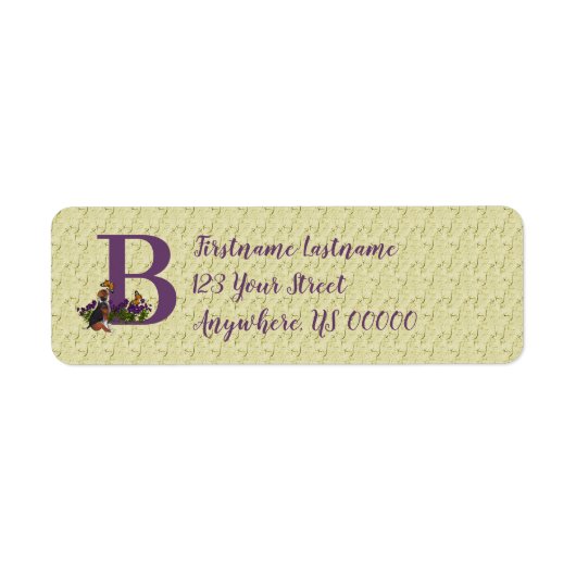 Étiquette Papillon de chiot Beagle Monogramme Initiale B Adr (Devant)
