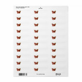 Étiquette Papillon de fleurs rouges aux roses rouges (Feuille entière)