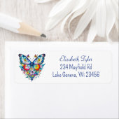 Étiquette Papillon et coeur floral (En situation)