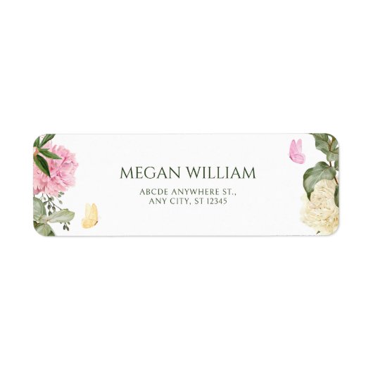 Étiquette Papillon floral (Devant)