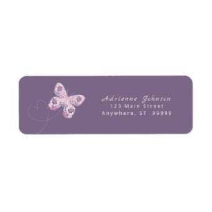 Étiquette Papillon floral avec coeur personnalisé