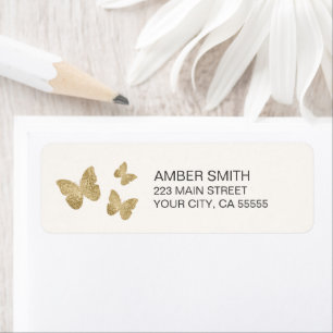 Étiquette Papillon Gold Foil Look Nature
