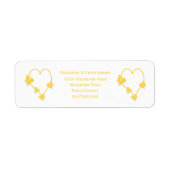 Étiquette Papillon jaune Mariage de conception cardiaque (Devant)