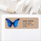 Étiquette Papillon Monarch bleu élégant (En situation)