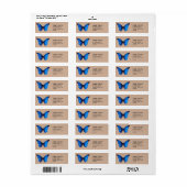 Étiquette Papillon Monarch bleu élégant (Feuille entière)
