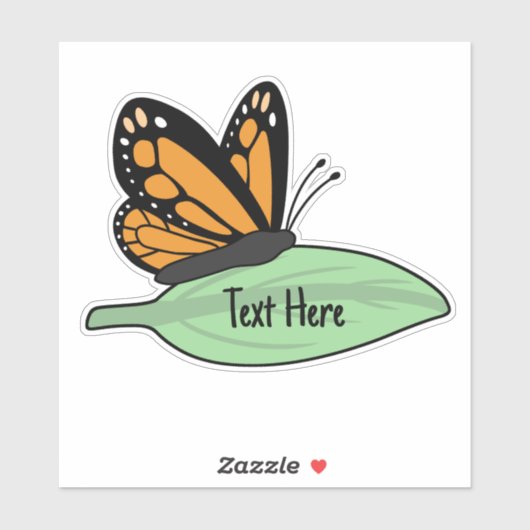 Étiquette papillon Monarch mignon (Feuille)