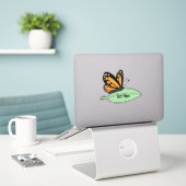 Étiquette papillon Monarch mignon (Ordinateur portable sur le bureau)