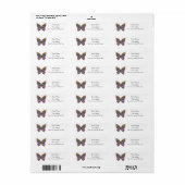 Étiquette Papillon Motif multicolore (Feuille entière)