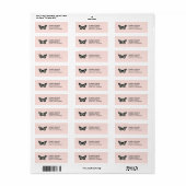 Étiquette Papillon noir et blanc sur la nature rose (Feuille entière)