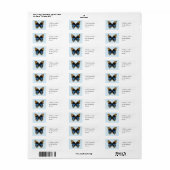 Étiquette Papillon Pansy Bleu (Feuille entière)