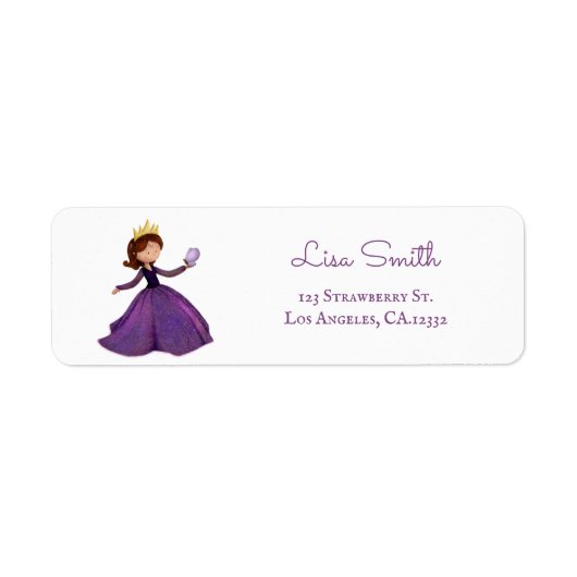Étiquette Papillon Princesse Violette Adresse de l'expéditeu (Devant)