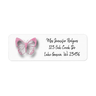 Étiquette Papillon rose