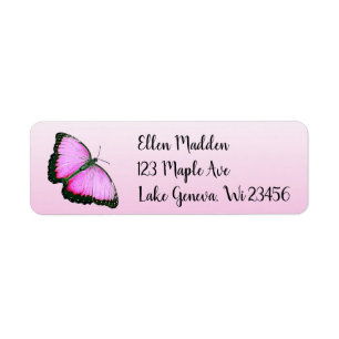 Étiquette Papillon rose