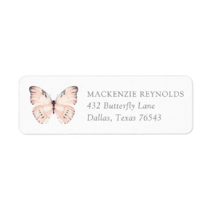 Étiquette Papillon rose Anniversaire Partie Adresse de retou
