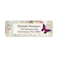 Papillon rose et Roses Vintages de Shabby