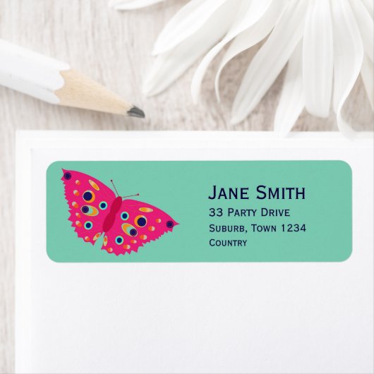 Étiquette Papillon rose mignon élégant (En situation)