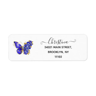 Étiquette Papillon saphir à fleurs
